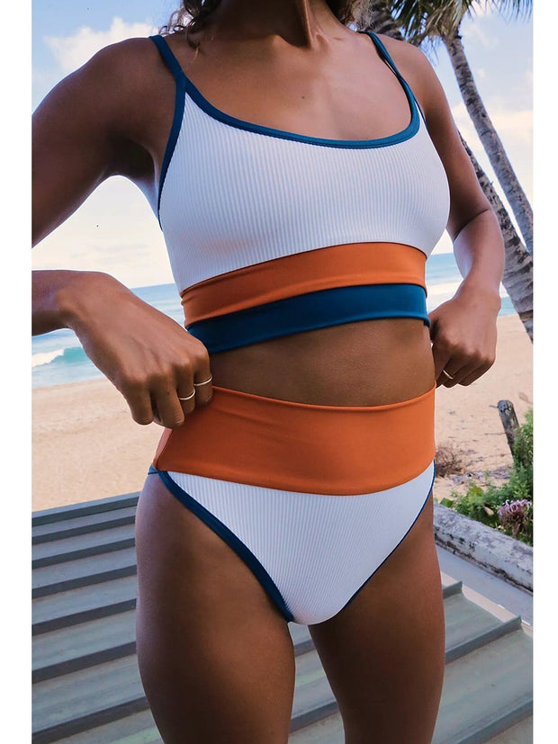 High Waist Color Block Bikini