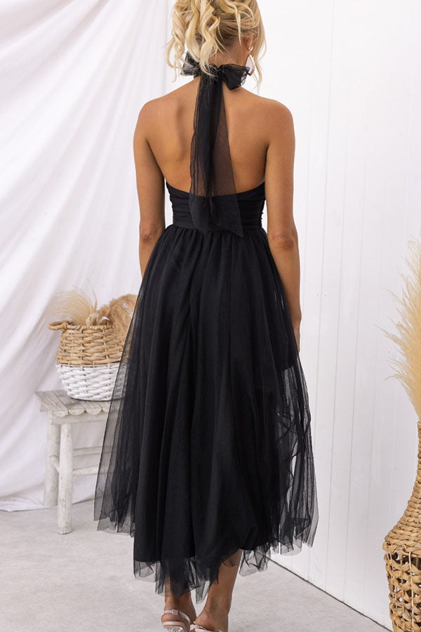Robe longue dos nu en tulle froncé Fairy Vibes