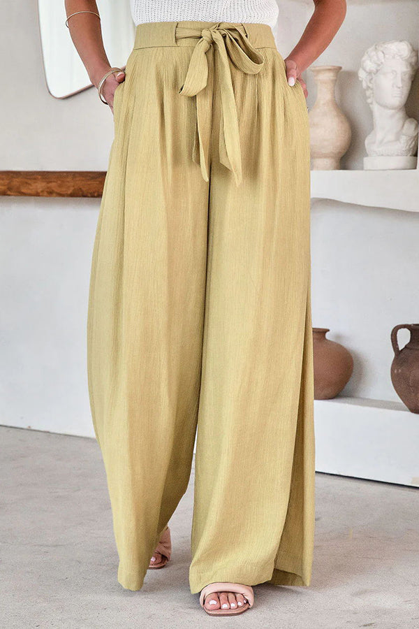 Clarita High Waisted Tie Pocketed Wide Leg Pants