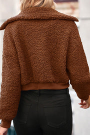 Granular plush warm short coat