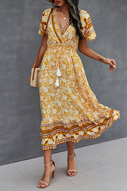 Spring/Summer V-Neck Tie Boho Dress