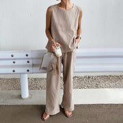 Fashion Casual Solid Color Cotton Linen Suit