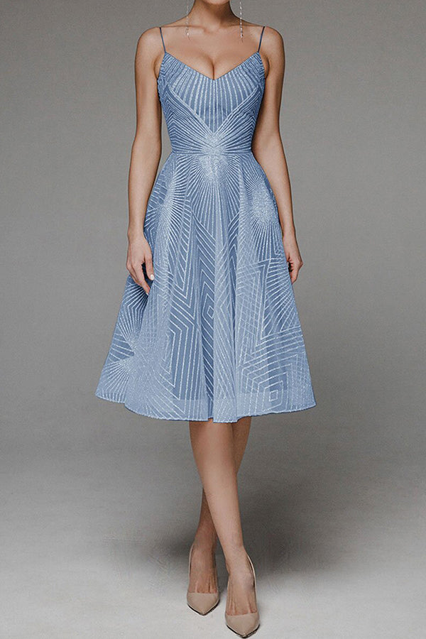 Robe trapèze élégante à bretelles et col en V