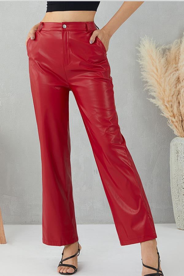 High elastic PU leather pants