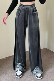 High Waist Colorblock Loose Wide Leg Trousers