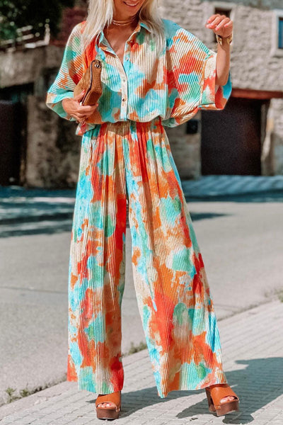 Casual Blooming Loose Waist Wide-leg Jumpsuit