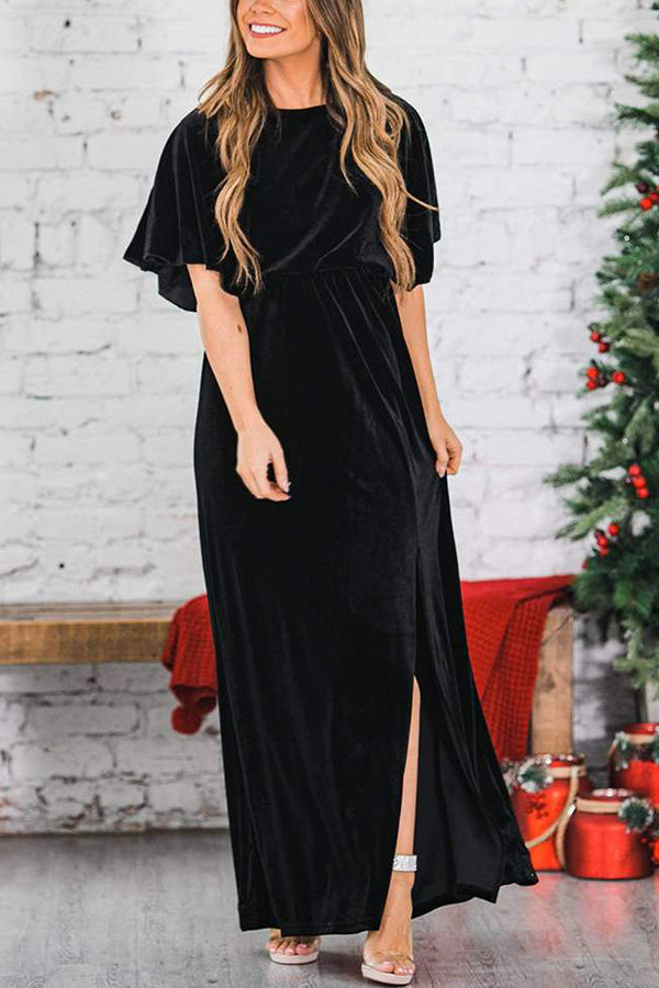 So Romantic Velvet Slit Maxi Dress