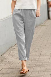 Linen blend Drawstring Pants