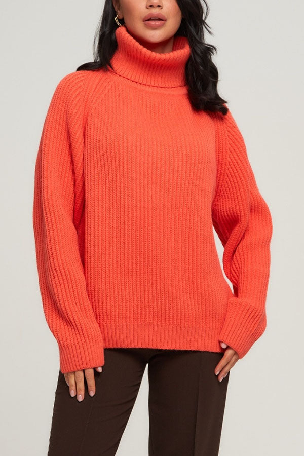 Turtleneck Pullover Loose Knit Sweater