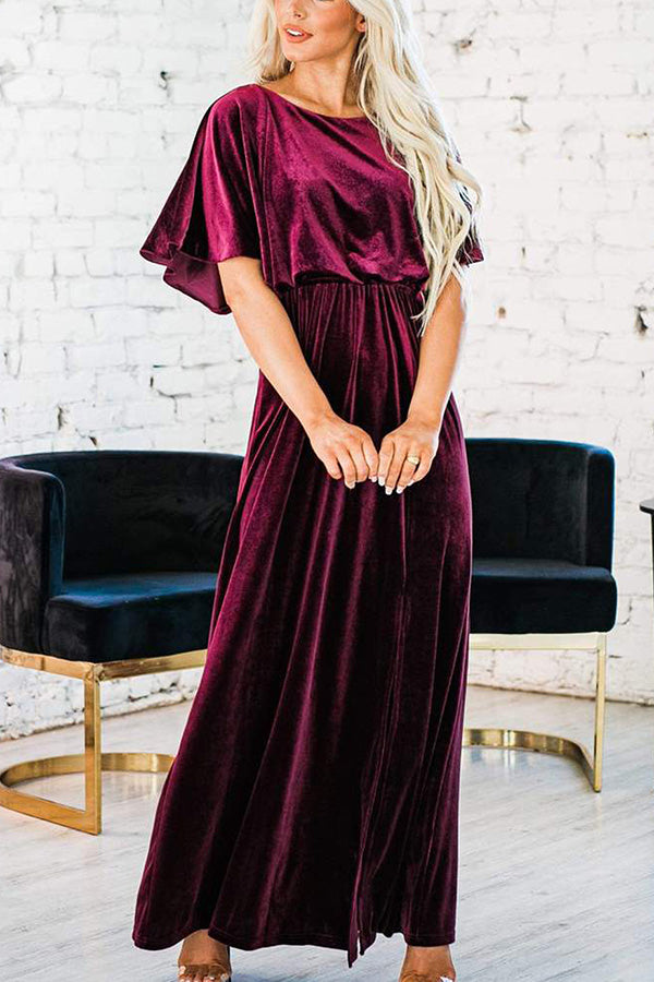 So Romantic Velvet Slit Maxi Dress