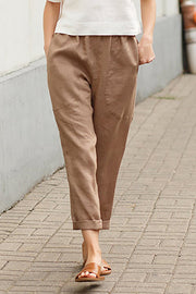 Linen blend Drawstring Pants