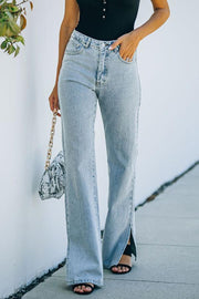 Plain Denim Split Trousers