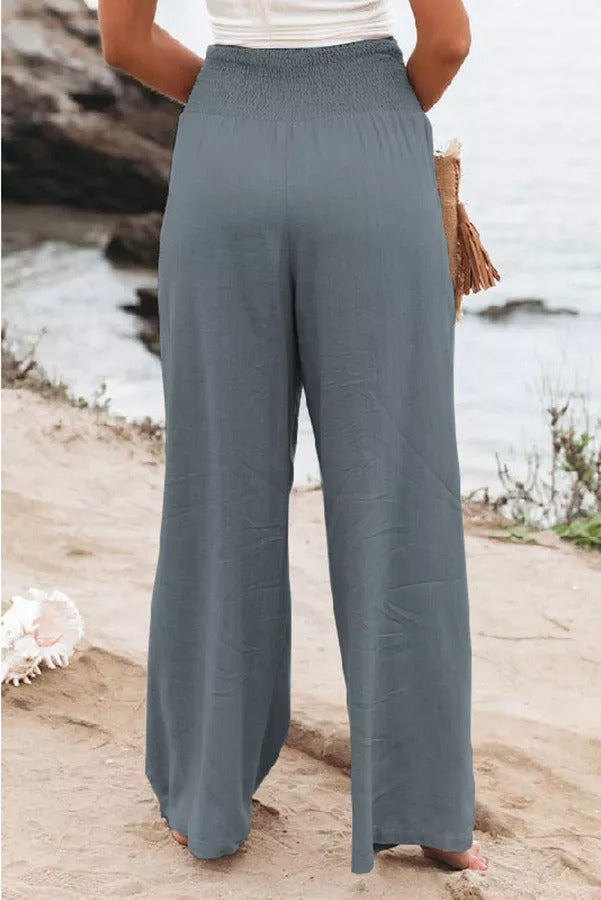 Pantalon à poches smockées en mélange de lin Fresh Air