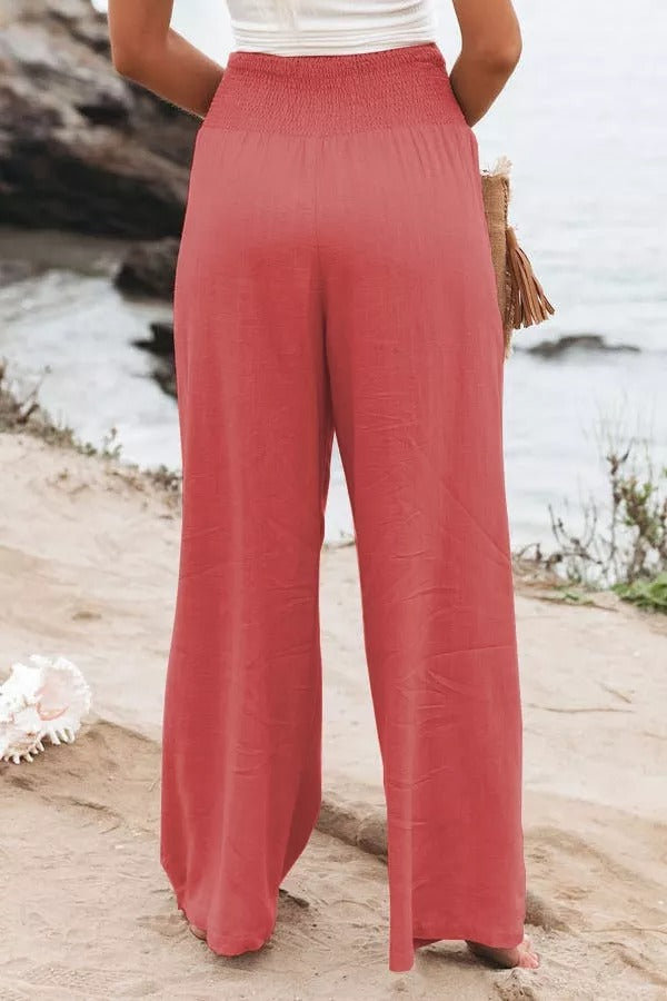 Pantalon à poches smockées en mélange de lin Fresh Air