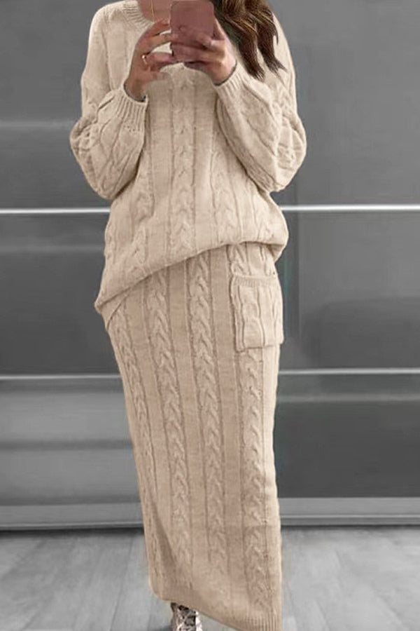 Fashion Twist Sweater Knit Skirt Set