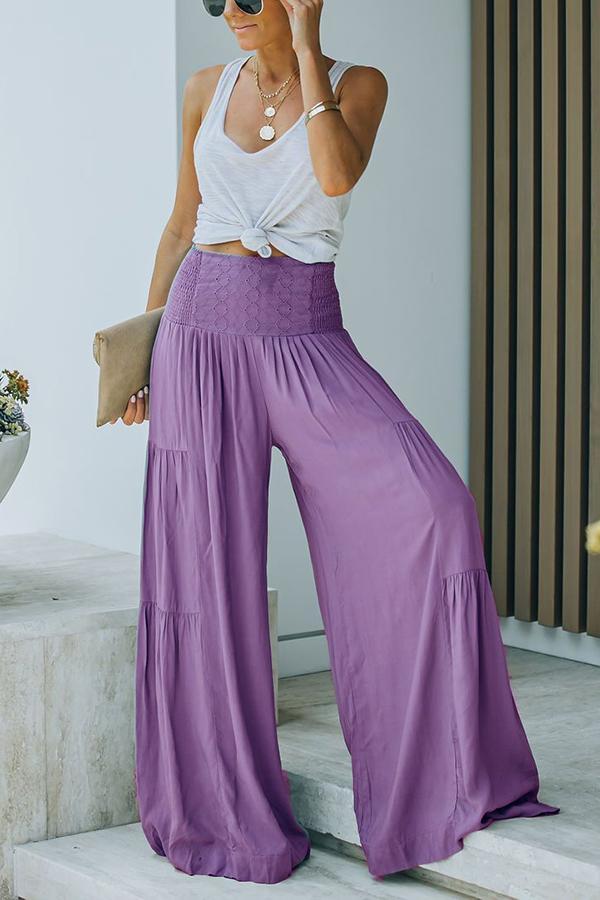 Doyle Smocked Eyelet Wide Leg Pants