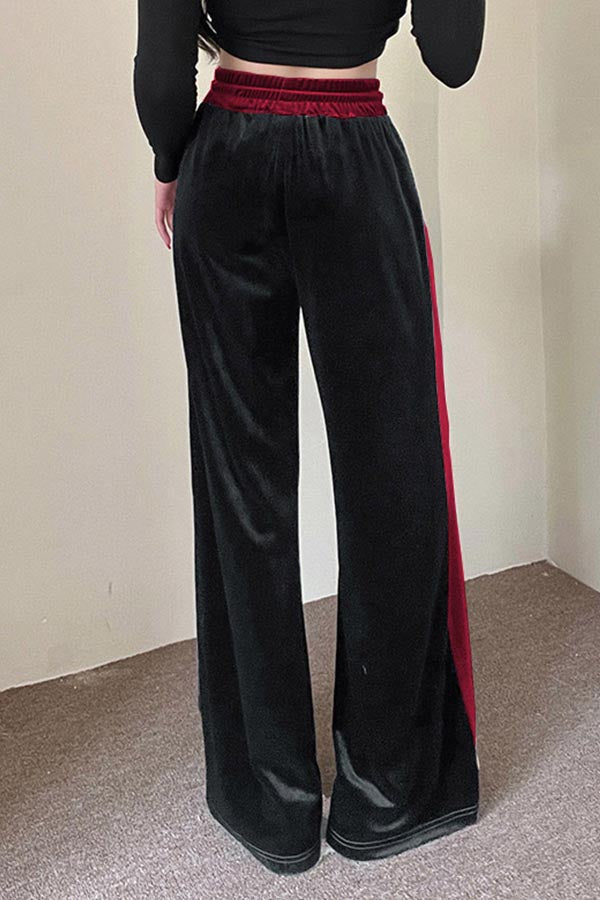 High Waist Colorblock Loose Wide Leg Trousers