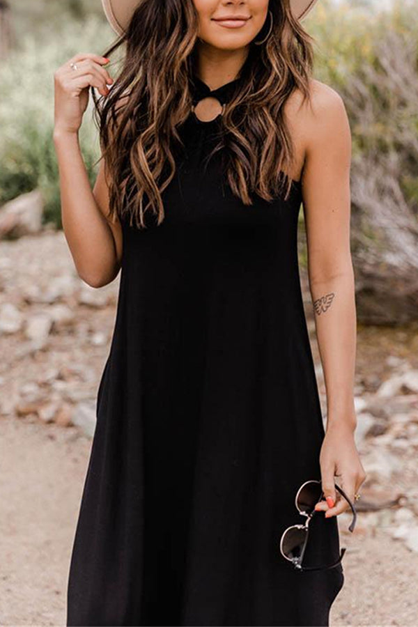 Off Shoulder Casual Comfortable Halter Long Pocket Dress