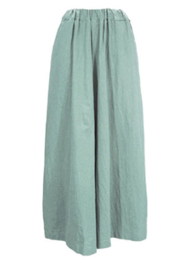 Pantalon large en coton de couleur unie pour femme, style décontracté, à la mode, pour l'été