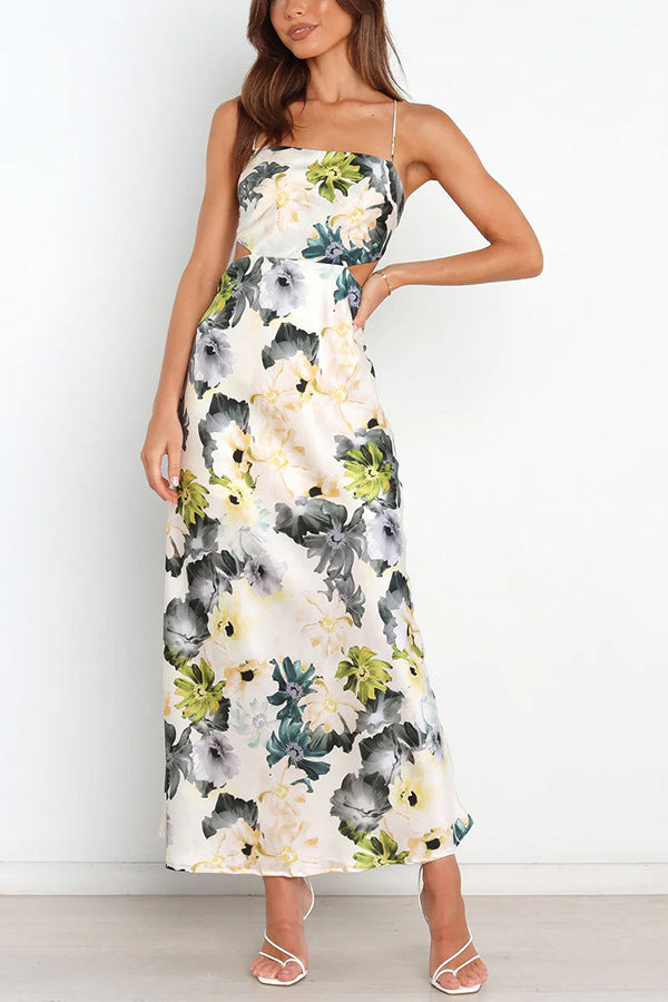 Elegant Printed Satin Dress