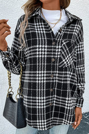 Casual Versatile Fashion Plaid Woolen Coat Long Sleeve