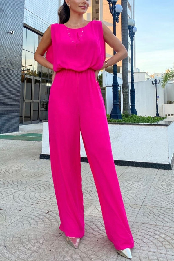 So Easy To Chic Elastic Waist Lace-up Back Jumpsuit