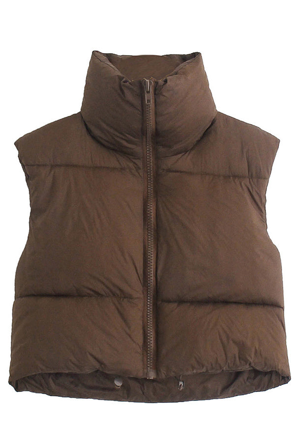 padded vest zipper stand collar vest