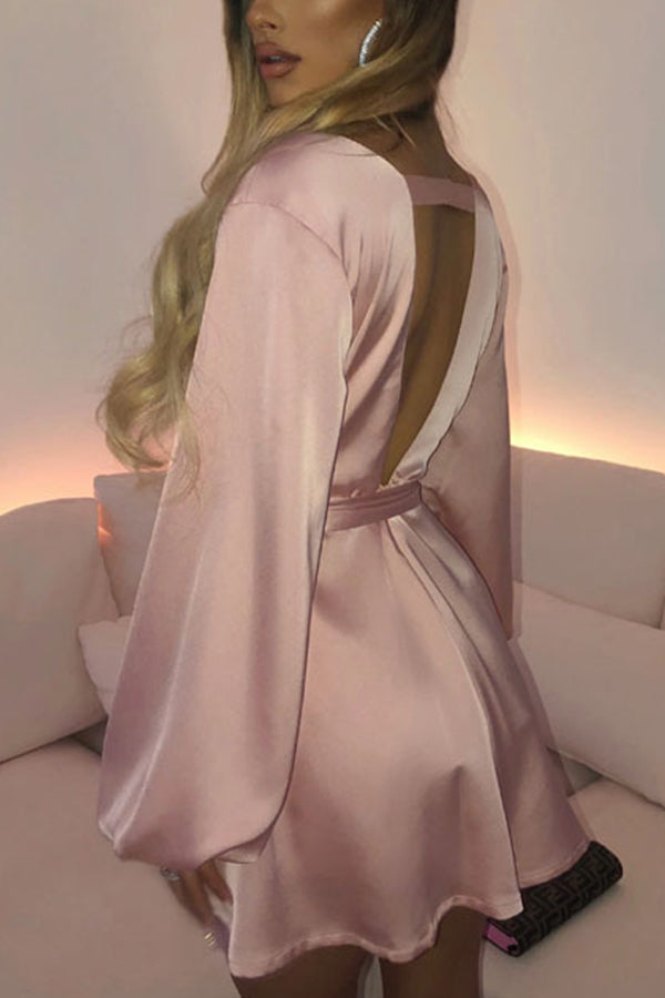 Fashion Sexy Belt Slimming V-Neck Sling Dress