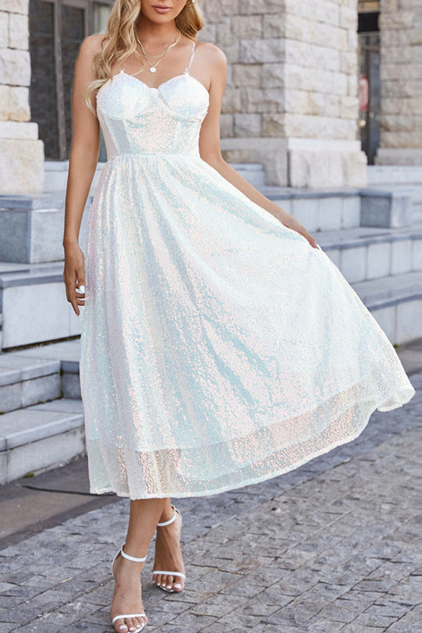 Robe trapèze sexy à haut tube pailleté