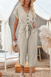 Nayla Linen Blend Button Pocketed Jumpsuit