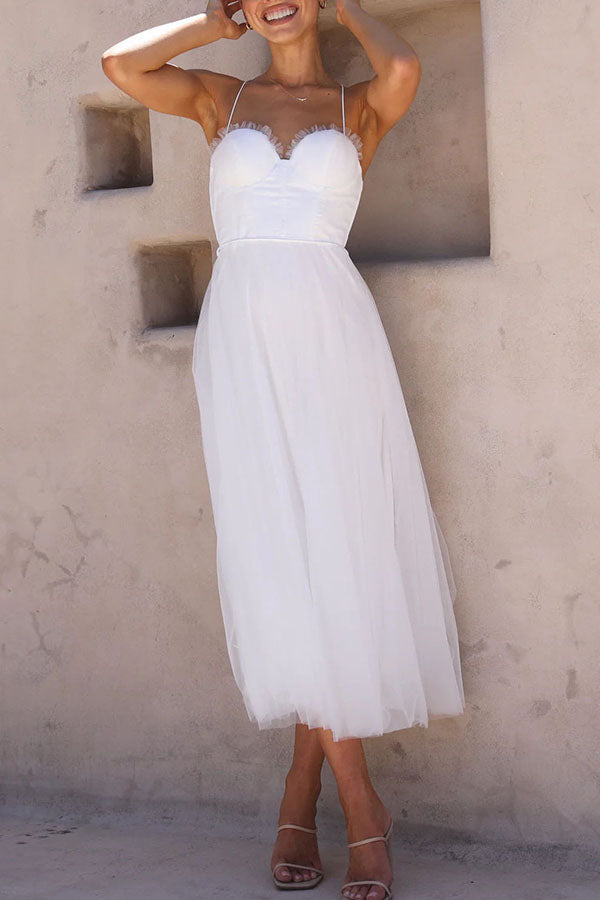 Robe longue de soirée à bretelles en mousseline de soie de princesse moderne