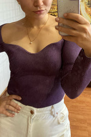 stretchy off-the-shoulder bottoming sweater