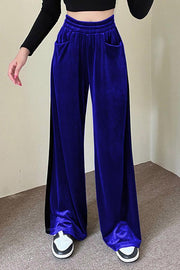 High Waist Colorblock Loose Wide Leg Trousers