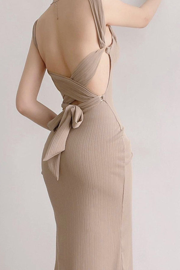 Knitted Sexy Backless Sling Dress