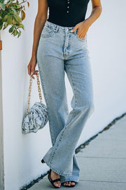 Plain Denim Split Trousers