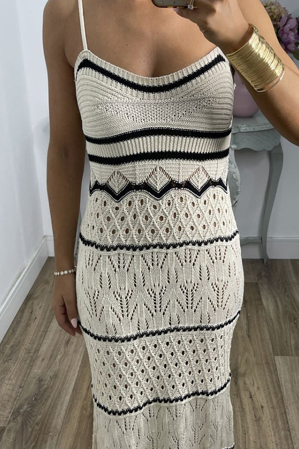 Robe nuisette noire à motifs géométriques 