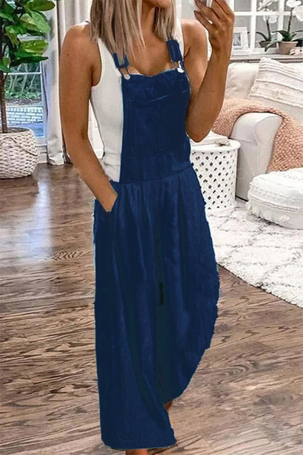 Lässiger, einfarbiger, trägerloser Jumpsuit mit Taschenfalten