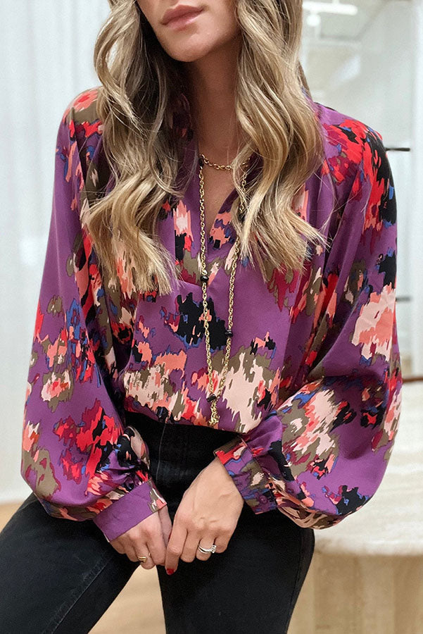 Jordynn Graffiti Printed Puff Sleeve Blouse