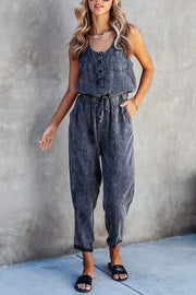 Relaxed Washed Denim Jumpsuit