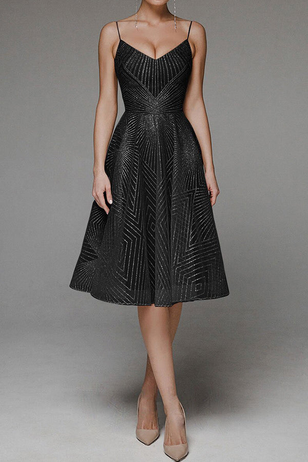 Robe trapèze élégante à bretelles et col en V