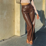 High elastic PU leather pants