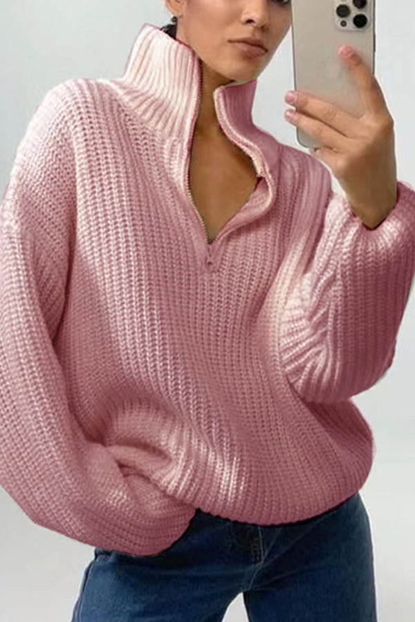 turtleneck pullover zip sweater