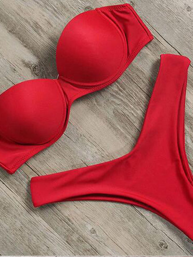 Basic BaceSolid Bra Bikini