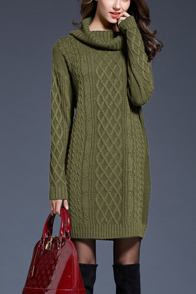 long turtleneck knitted dress