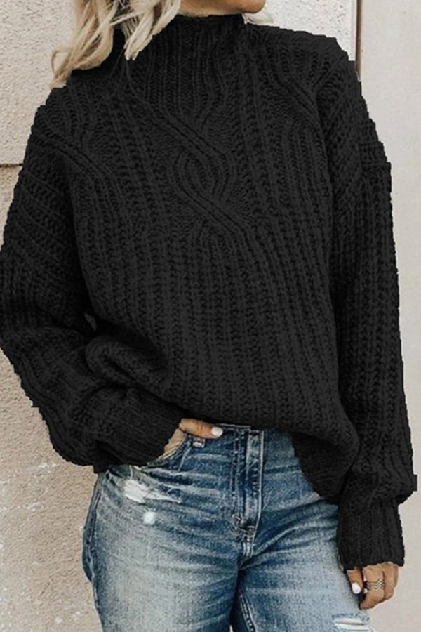 Turtleneck Twist Knit Top Sweater