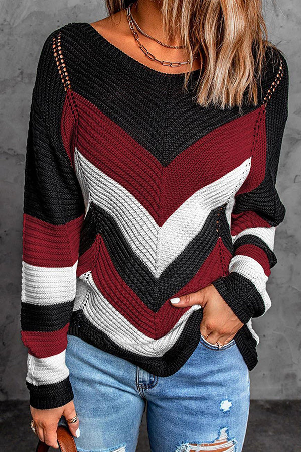 Women's Colorblock Long Sleeve Knit Sweater