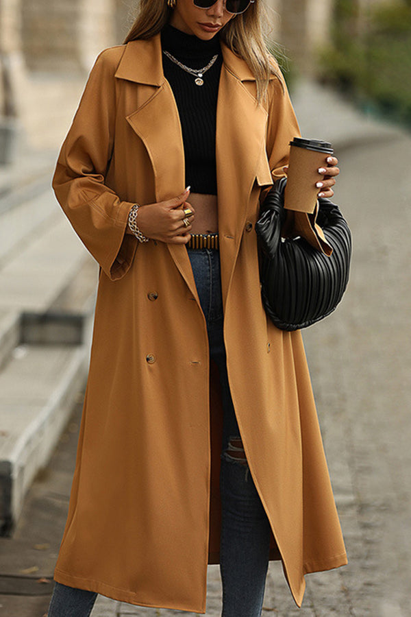 Long lapel casual solid trench coat