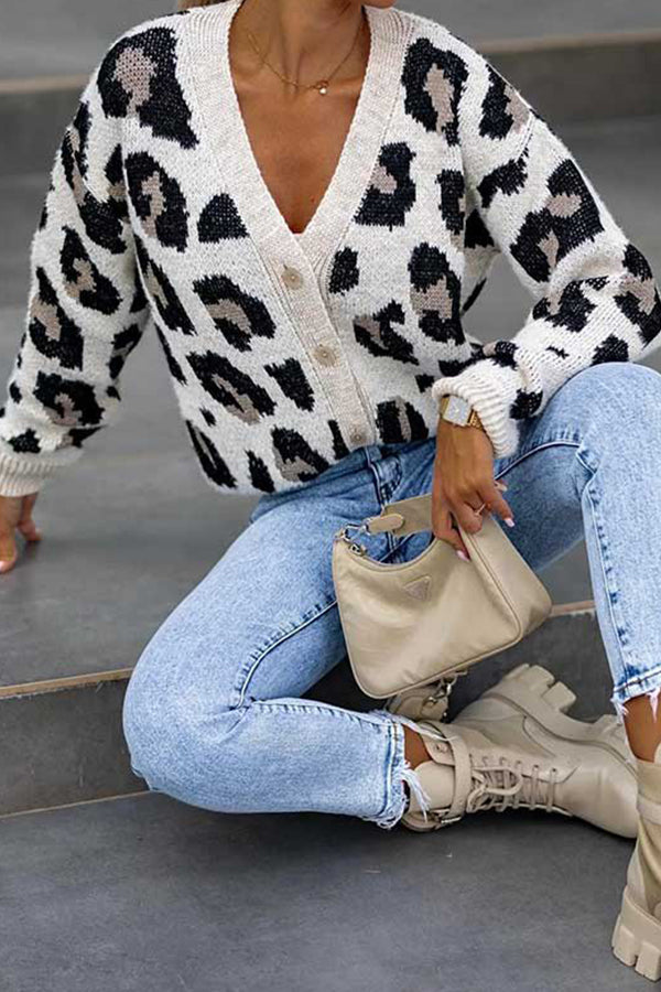 Leopard Casual Sweater Coat
