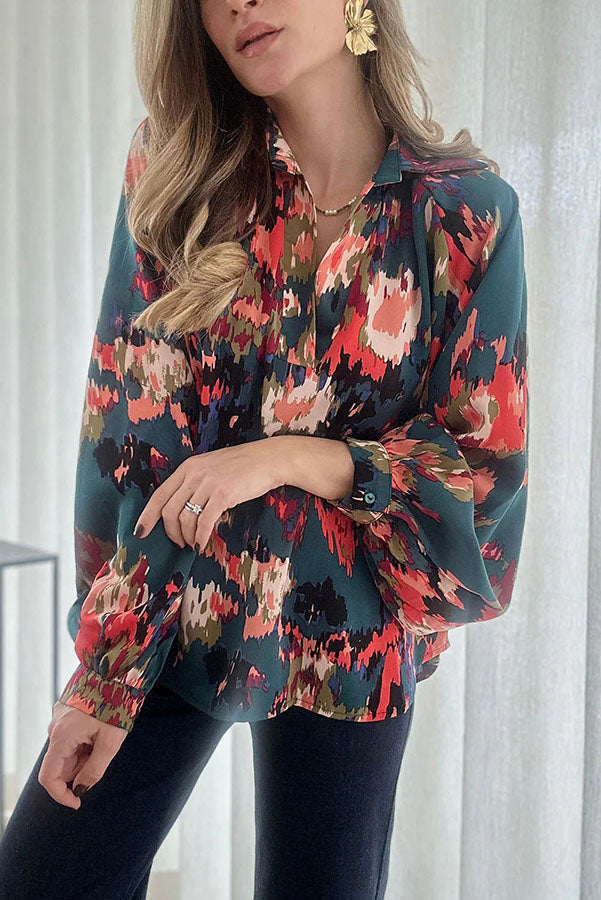 Jordynn Graffiti Printed Puff Sleeve Blouse