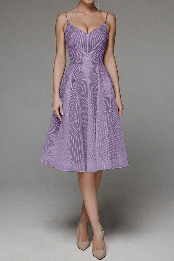 Robe trapèze élégante à bretelles et col en V